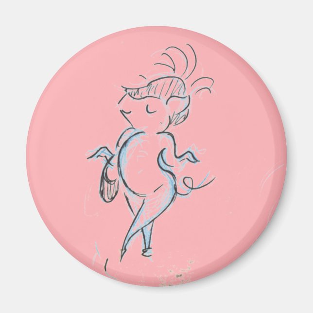 Imã Mincing Lady Pig com um ímã de bolsa (Frente)