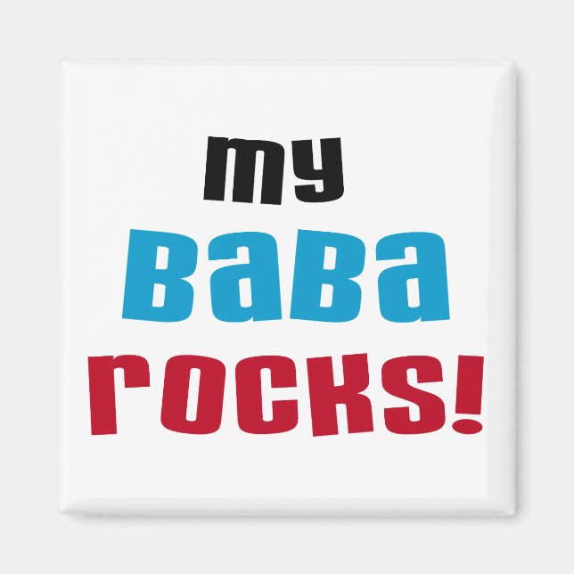 Imã Minha Baba Rocks T-shirts e presentes (Frente)