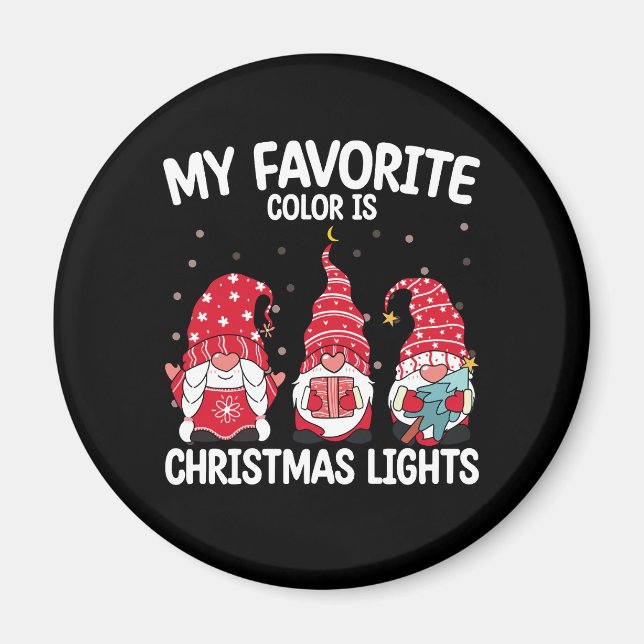 Imã Minha Cor Preferida é o Gnome das Luzes de Natal (Frente)