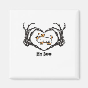 Imã Minha fantasia de Boo Chihuahua com mãos de coraçã