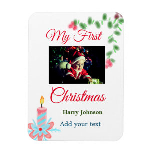 Ímã Minha primeira vela de Natal adiciona o nome da fo