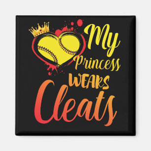 Imã Minha Princesa Veste Cleats Softball Mãe Baseball