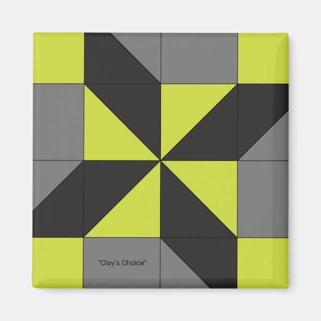 Imã Mini Barn Quilt Bloquear o Magnet "Clay's Choice" (Frente)