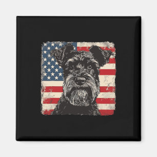 Imã Miniatura Cachorro Schnauzer Patriótico 4º Do Pres