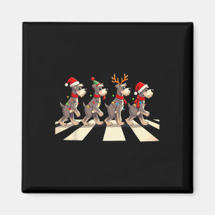 Imã Miniatura Cão-Cachorro Cruzando Rodovia Xmas
