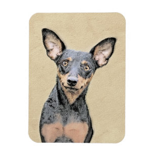 Ímã Miniatura Pinscher Pintando Bela Arte Original de