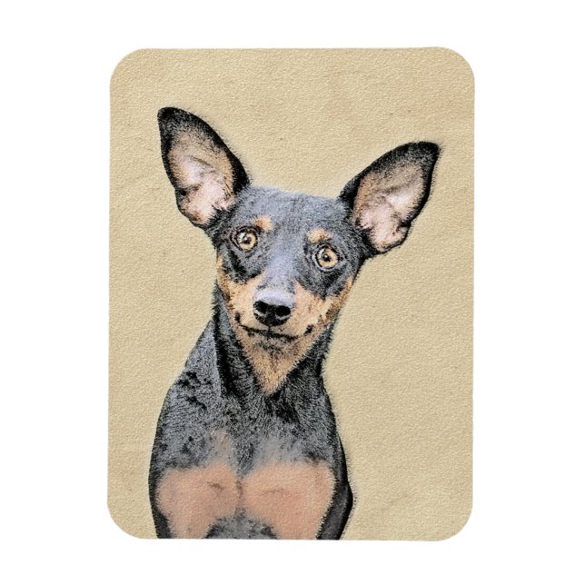 Ímã Miniatura Pinscher Pintando Bela Arte Original de  (Vertical)