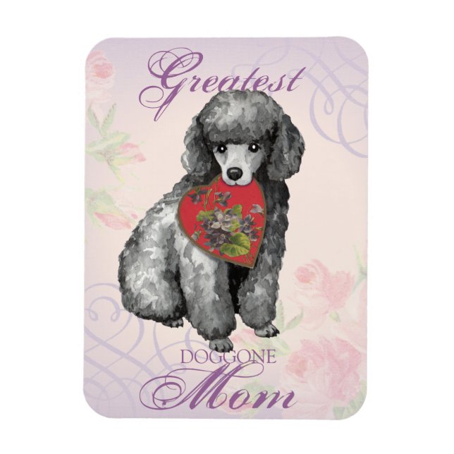 Ímã Miniatura Poodle Heart Mãe (Vertical)