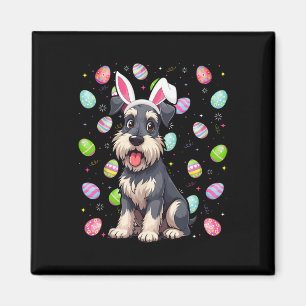 Imã Miniatura Schnauzer Cachorro Páscoa Ovo Caça Coelh