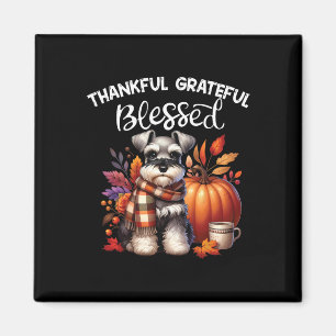 Imã Miniatura Schnauzer Cachorro Pumpkin Spice Feliz Q
