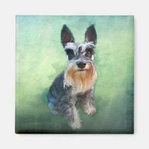 Imã Miniatura Schnauzer Cão Cachorro - Pintura de Cura