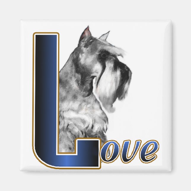 Imã Miniatura Schnauzer LOVE (Frente)