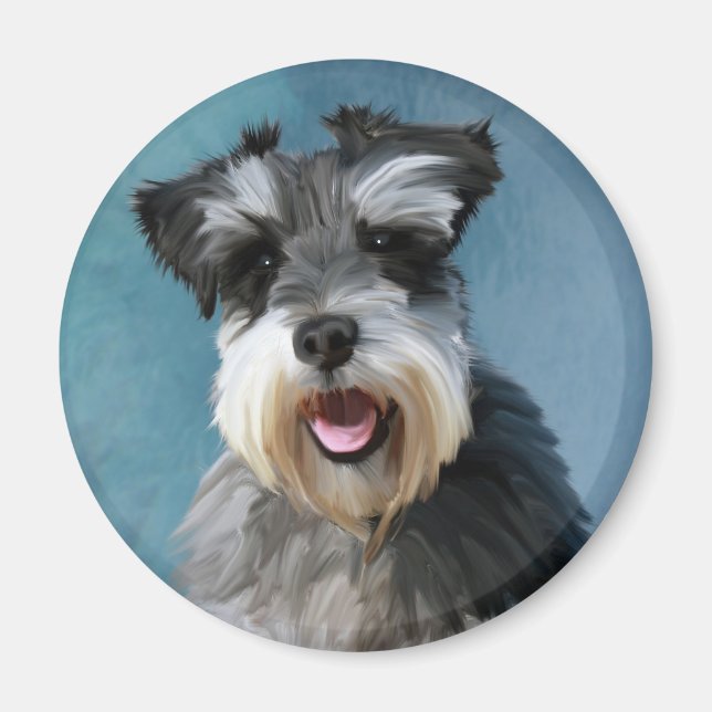Imã Miniatura Schnauzer — Pintura De Cor De Água (Frente)