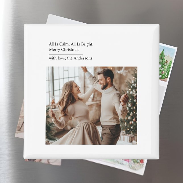 Imã Minimal All Is Calm All Is Bright Christmas Photo  (Criador carregado)