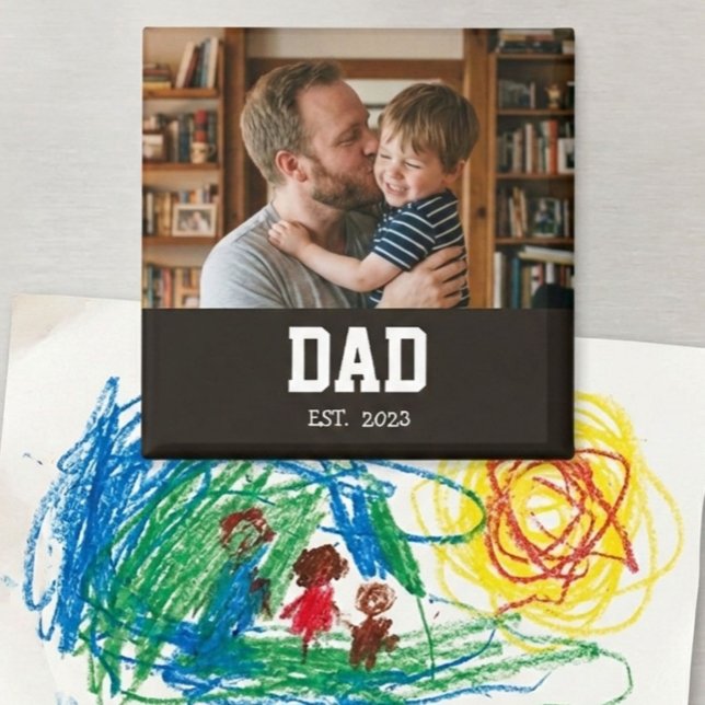 Imã Minimal Dad Established Father's Day Gift Magnet (Criador carregado)