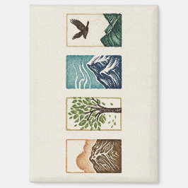 Imã Minimal Nature Set – Mountain & Tree Art