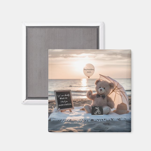 Imã Minimal Pregnancy Announcement Simple Baby gift (Front/Back)