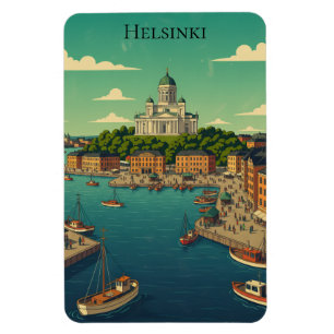 Ímã Minimal Vintage Helsinque Finlândia Viagem Retro