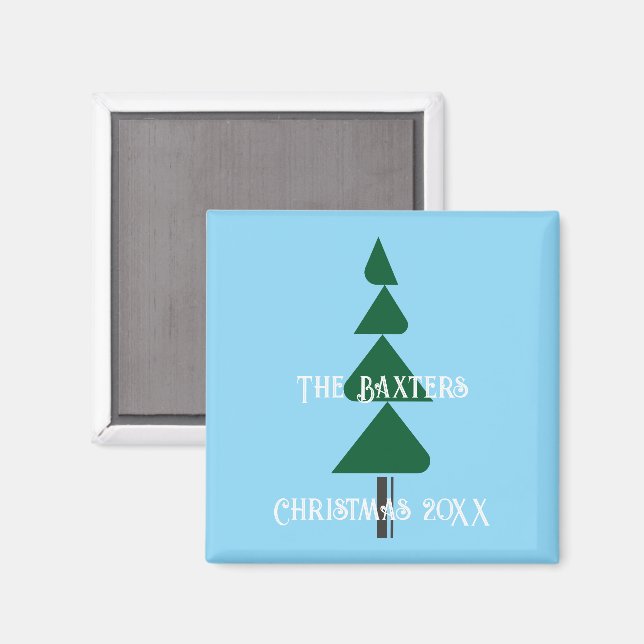 Imã Minimalist Abstract Green Chic Christmas Tree (Front/Back)