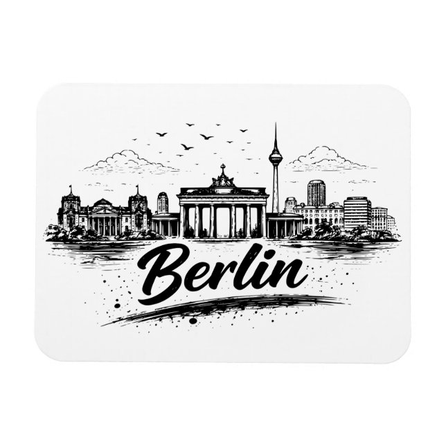 Ímã Minimalist Berlin Germany Cityscape Art (Horizontal)