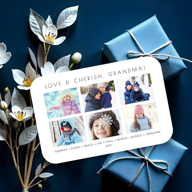 Ímã Minimalist Cute 6 Multi Photos Collage Keepsake (Minimalist Cute 6 Photos Collage Keepsake for Family: Mom, Nanna, dad... Magnet.)