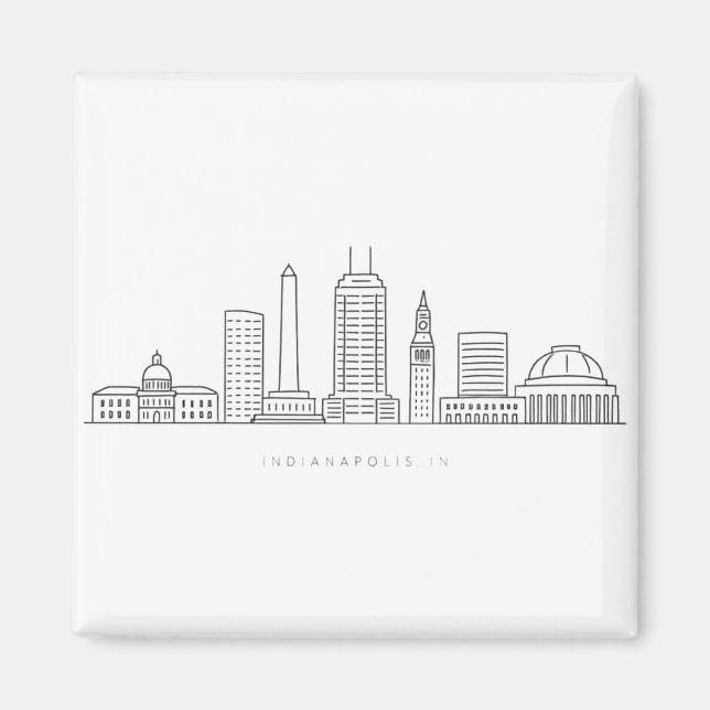 Imã Minimalist Indianapolis Skyline Illustration (Frente)