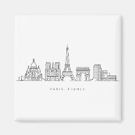 Imã Minimalist Paris France Skyline Line Art