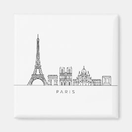 Imã Minimalist Paris Skyline Line Art