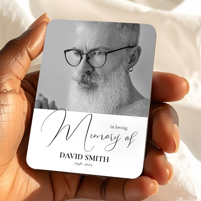 Ímã Minimalist Photo Elegant Funeral Memorial Favor (Minimalist Photo Elegant Funeral Memorial Keepsake Magnet, In Loving Memory Gift)