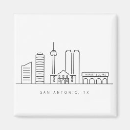 Imã Minimalist San Antonio Skyline Line Art