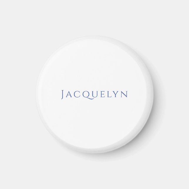 Imã Minimalist White Blue Plain Elegant Modern Name (Frente)