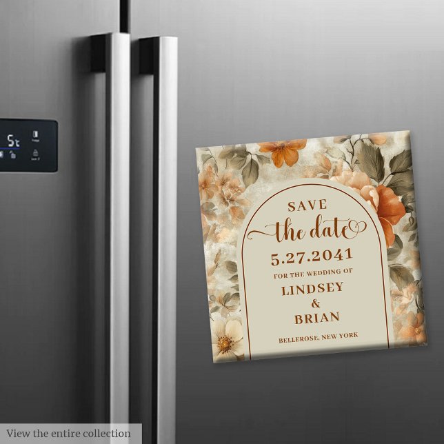 Imã Minimalista Boho Terracota Marfim Oliva Salva Data (Minimalist Boho Terracotta Ivory Olive Save Date)