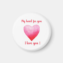 Minimalista Eu amo você coração aquarela vermelha