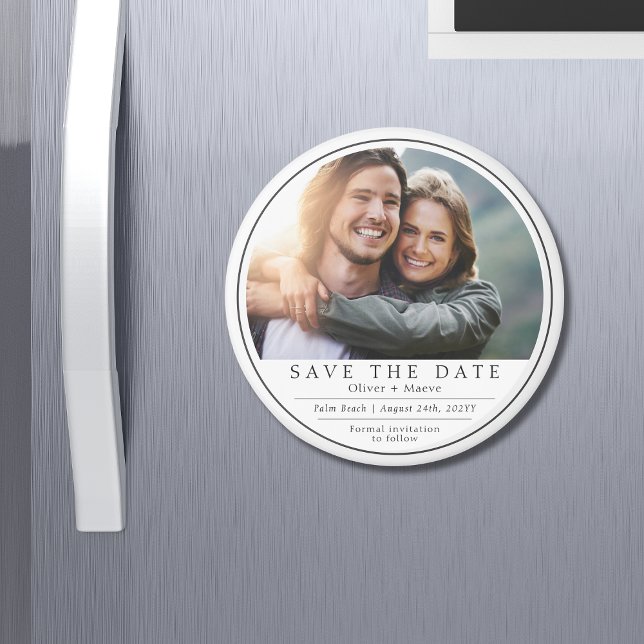 Imã Minimalista Moderno Foto Preto Branco Salvar Data (Criador carregado)