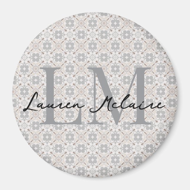 Imã Minimalistic Monogram Script Name Spanish Tile  (Frente)