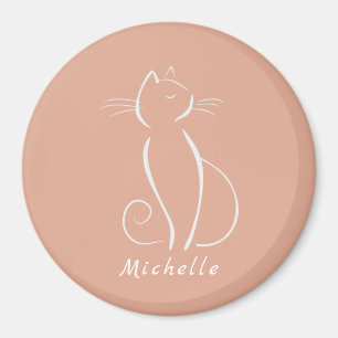 Imã Mínimo de Gato Branco Em Cor Rosa Adicionar Nome