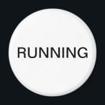 Imã Mínimo de íman branco da máquina de lavar louça<br><div class="desc">Um imã mínimo da cozinha da máquina de lavar louça "correndo" com um simples pano de fundo branco,  ajudando você com a organização da cozinha. Personalize com o seu texto.</div>