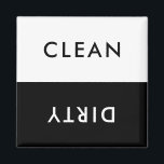 Imã Mínimo de sujeira limpa, preta e branca<br><div class="desc">Lava-louça branca e preta moderna e minimalista, imã limpo ou sujo para indicar pratos na cozinha doméstica.</div>