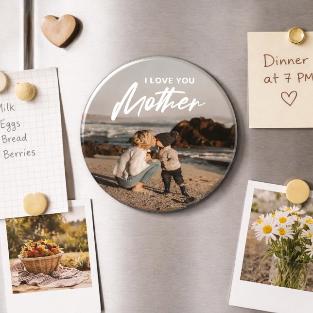 Imã Mínimo eu amo você mãe foto substituir seu present (Mother’s Day | Modern Minimalist Photo Gift Magnet, Mothers Day Keepsake)