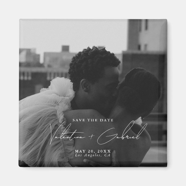 Imã Mínimo Moderno Salve o Magnet de Convite de Data (Frente)