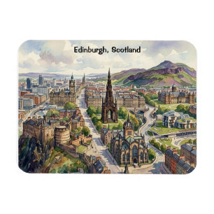 Ímã Mínimo Vista da Cidade de Edimburgo Escócia Aquare