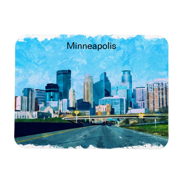 Ímã Minneapolis Minnesota Viagem Skyline (Horizontal)
