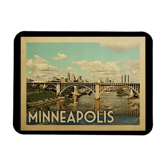 Ímã Minneapolis Viagens vintage de Minnesota (Horizontal)