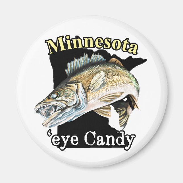 Imã Minnesota 'Eye Candy Engraçado Walleye' (Frente)