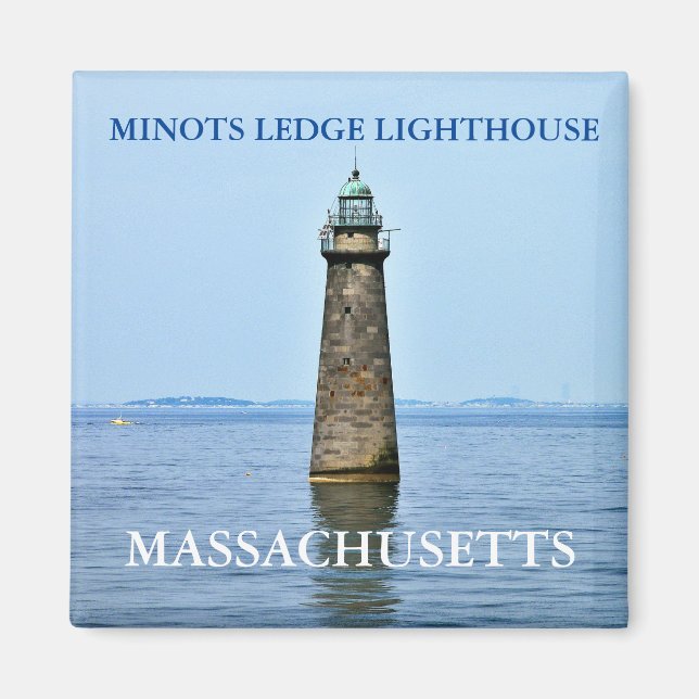 Imã Minots Ledge Lighthouse, Massachusetts Magnet (Frente)