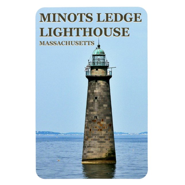 Ímã Minots Ledge Lighthouse, Massachusetts PhotoMagnet (Vertical)