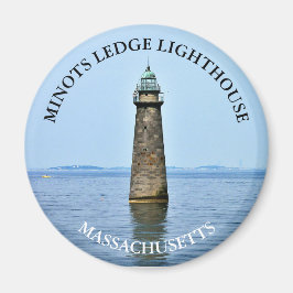Imã Minots Ledge Lighthouse Massachusetts Round Magnet