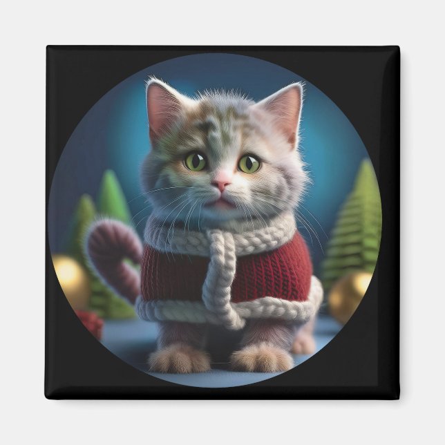 Imã Minskin Kitten Em Um Fato De Natal (Frente)