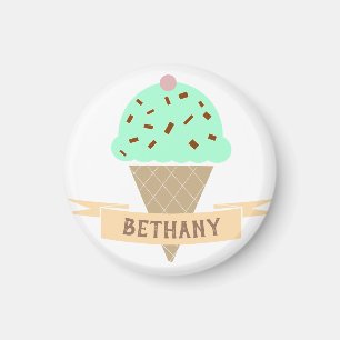 Imã Mint Choc Sorvete Chip Cone Crianças Personalizada