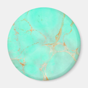Imã Mint & Dourado Marble Abstrato Aqua Teal Painel